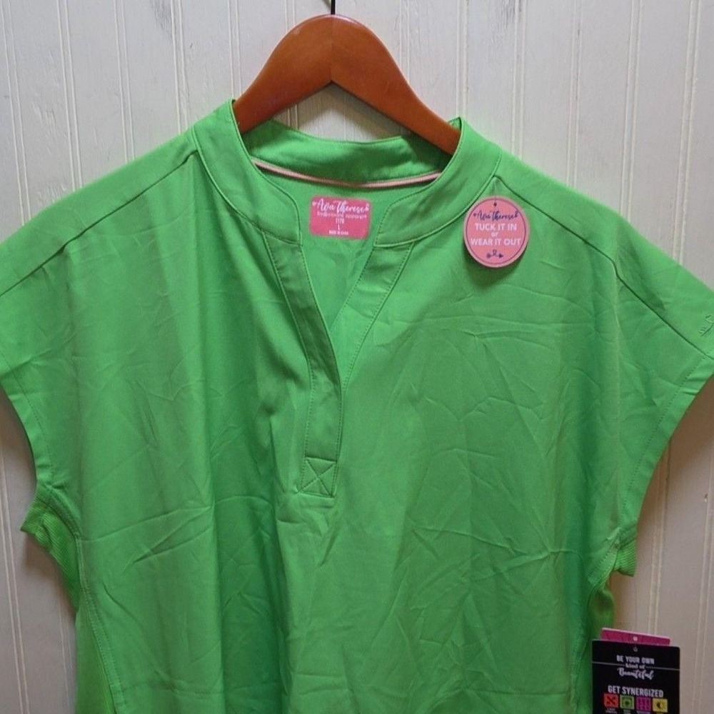 Ava Therese Shirt Womens Large Green V Neck Short Dolman Sleeve Jersey Top